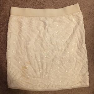White Sequin Mini Skirt BCBG